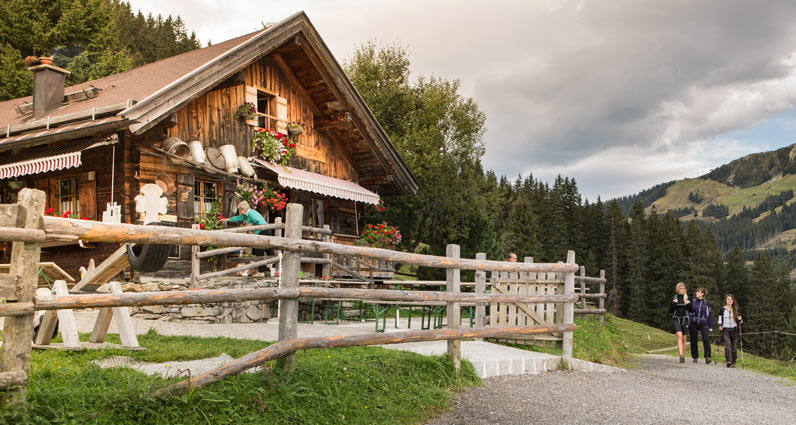 Bärschlagalm (bear punch alp) at the Gerlos 		water reservoir